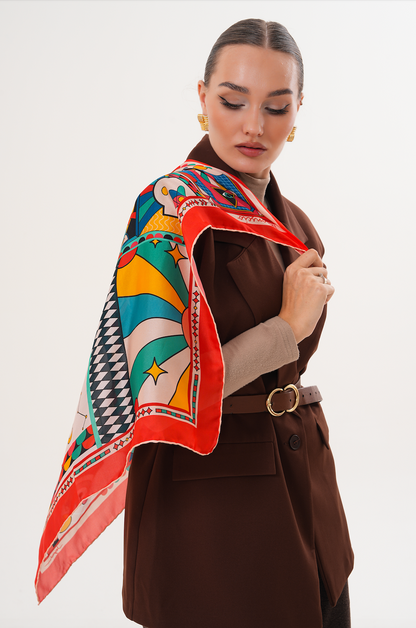 Inconscio – Sanatsal Desenli İpek Fular (68x68 cm)