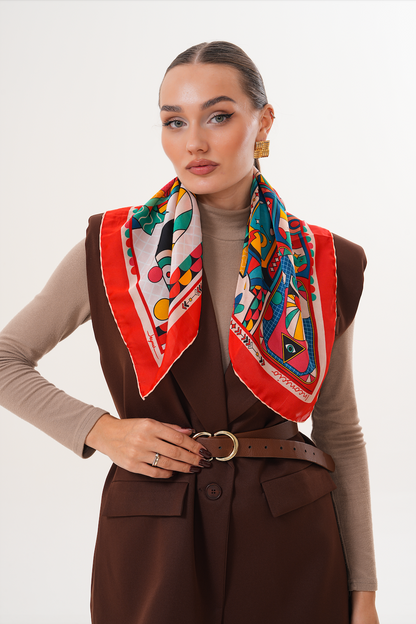 Inconscio – Sanatsal Desenli İpek Fular (68x68 cm)