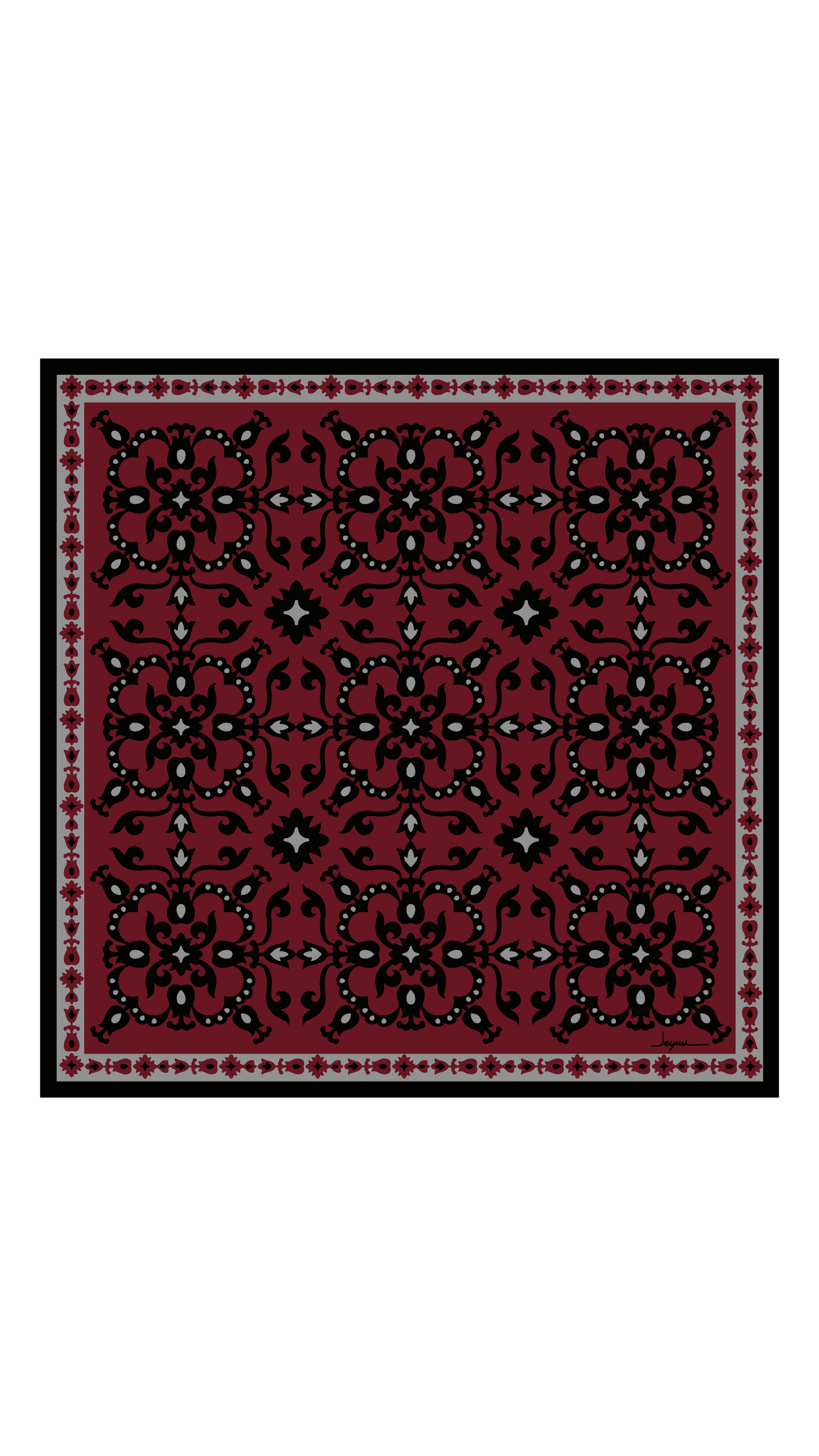 Rose Bordeaux 123x123 -Etnik desenli büyük boy fular