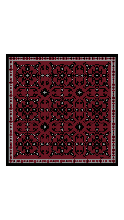 Rose Bordeaux 123x123 -Etnik desenli büyük boy fular