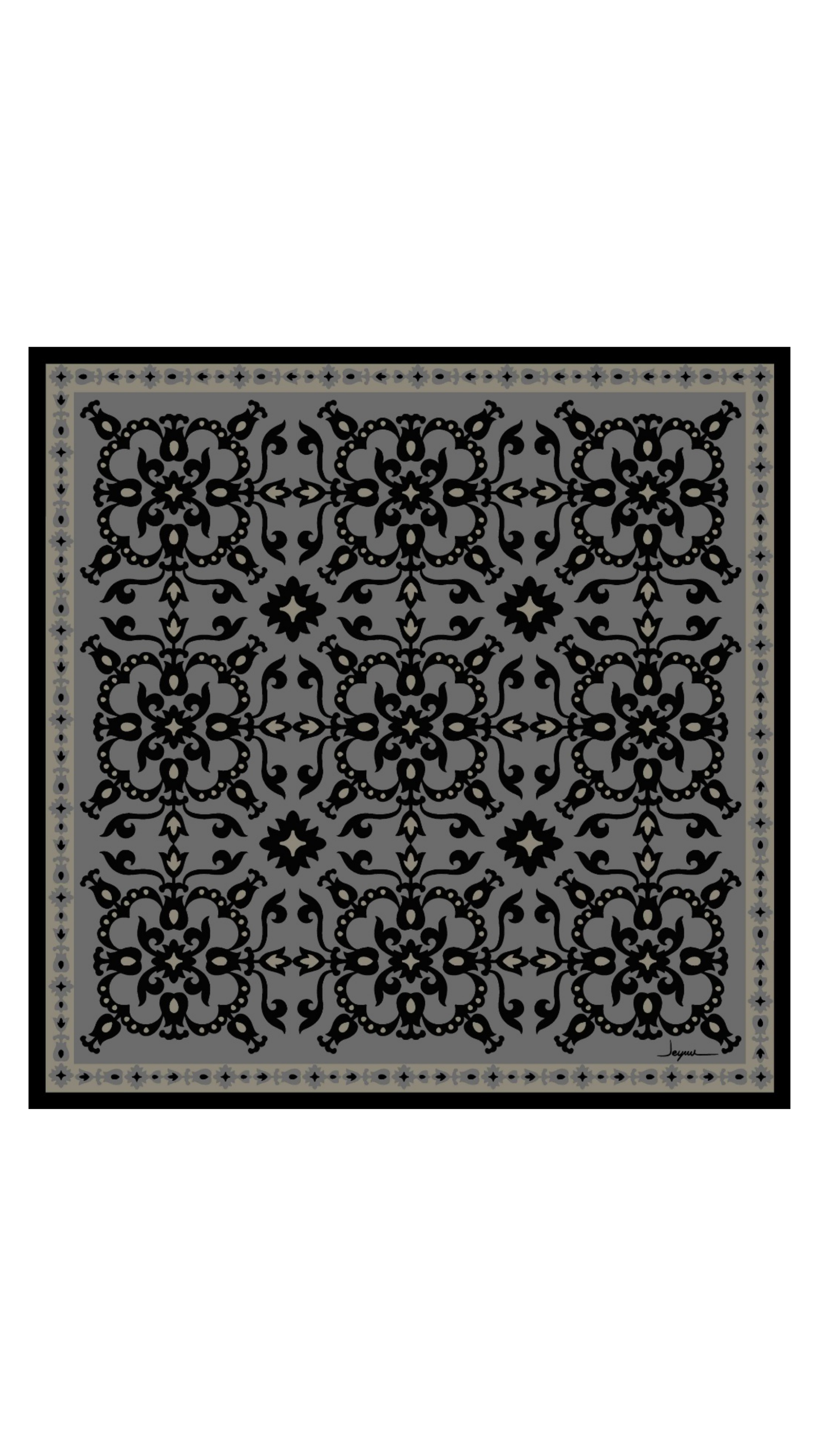 Rose nere 68x68 Etnik desenli orta boy fular