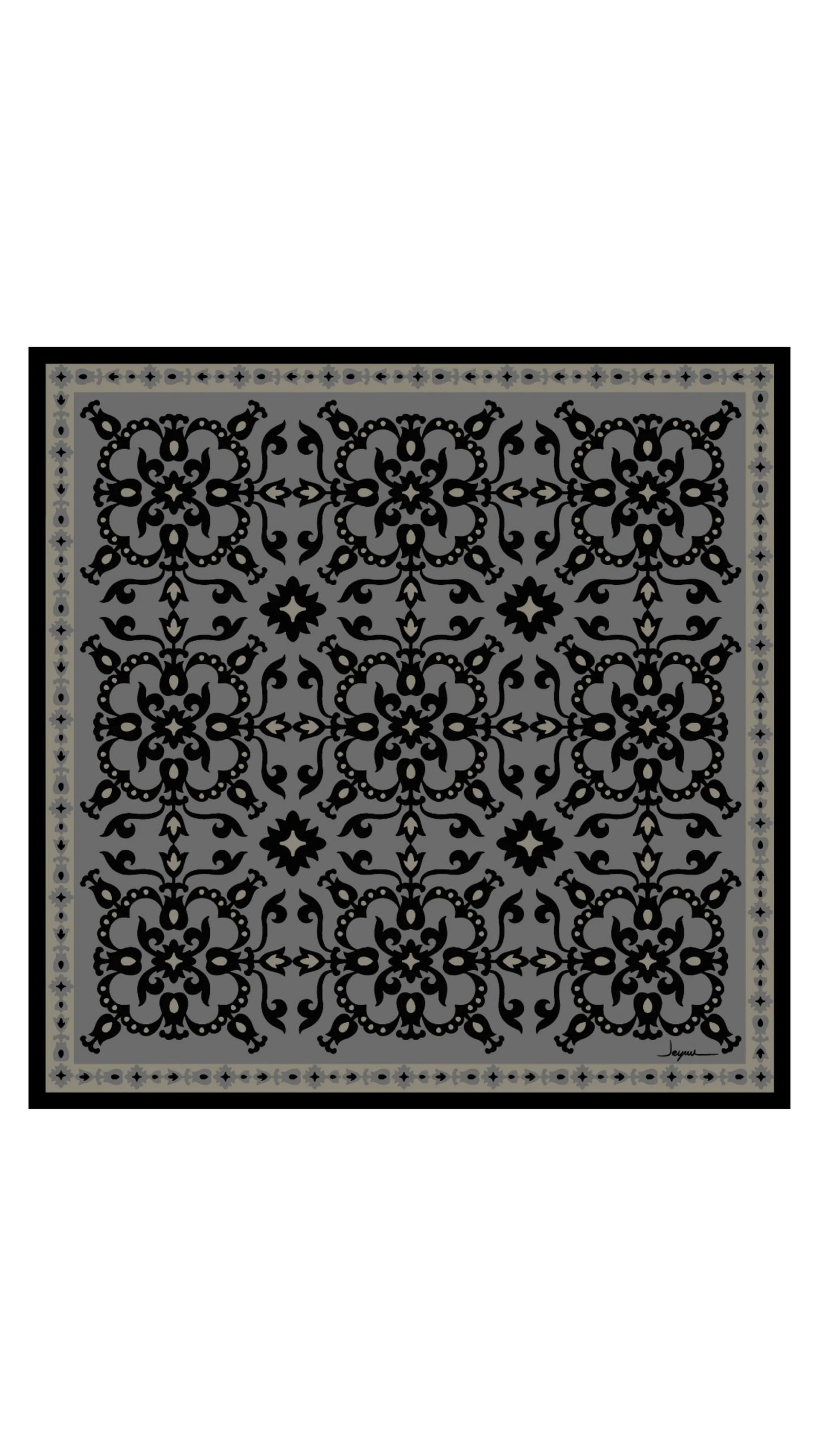 Rose nere  -  123x123 Etnik desenli büyük boy fular