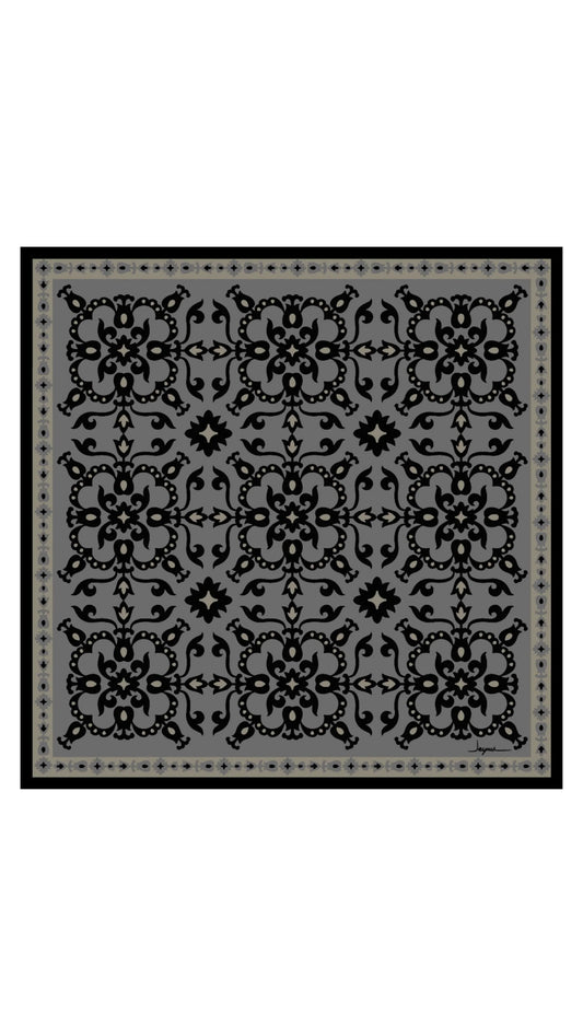 Rose nere  -  123x123 Etnik desenli büyük boy fular