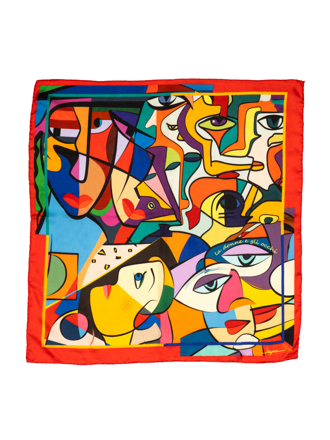 Le Donne e Gli Occhi – Sembolik Portre Desenli Fular (123x123 cm)