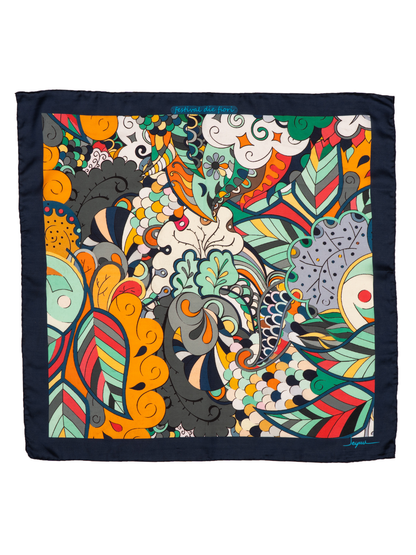 Festival dei Fiori – Çiçek Temalı Sanat Fular (123x123 cm)