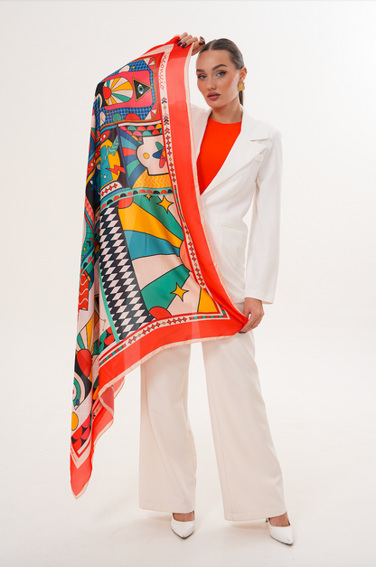 Inconscio – Düşsel Desenli Fular (123x123 cm)