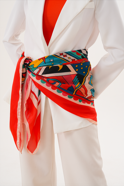 Inconscio – Düşsel Desenli Fular (123x123 cm)