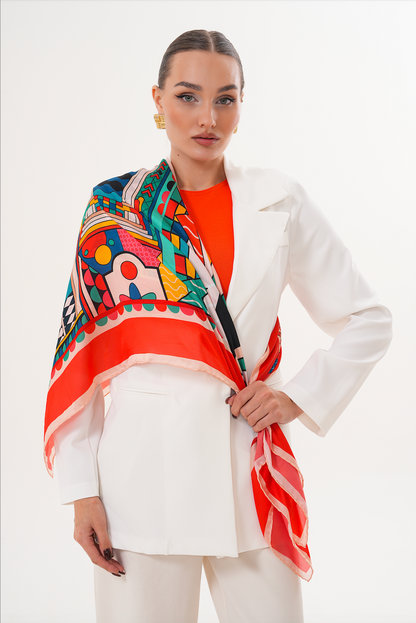 Inconscio – Düşsel Desenli Fular (123x123 cm)