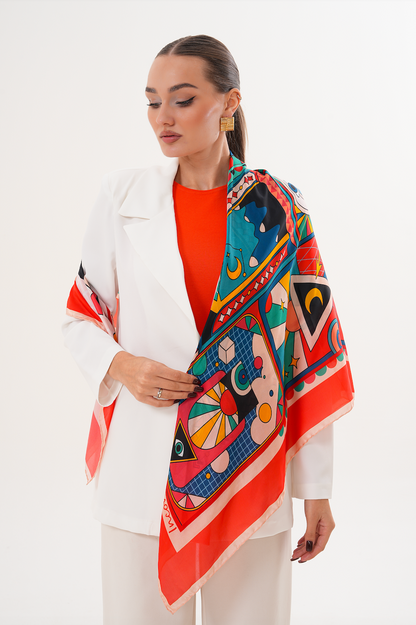 Inconscio – Düşsel Desenli Fular (123x123 cm)