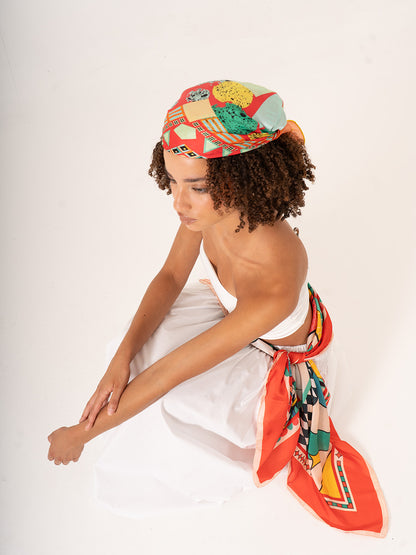 La Cascata Geometrica – Geometrik Desenli Fular (68x68 cm)