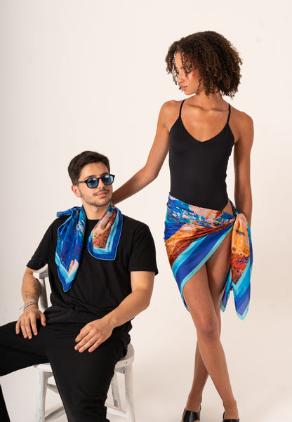 La Costa Blu – Akdeniz Esintili Fular (123x123 cm)