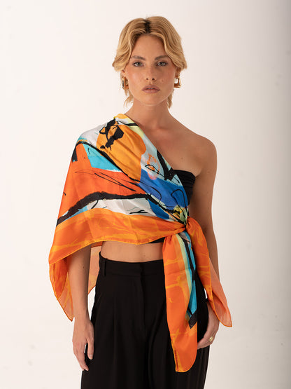 Volto Segreto – Gizemli Yüz Desenli Fular (123x123 cm)