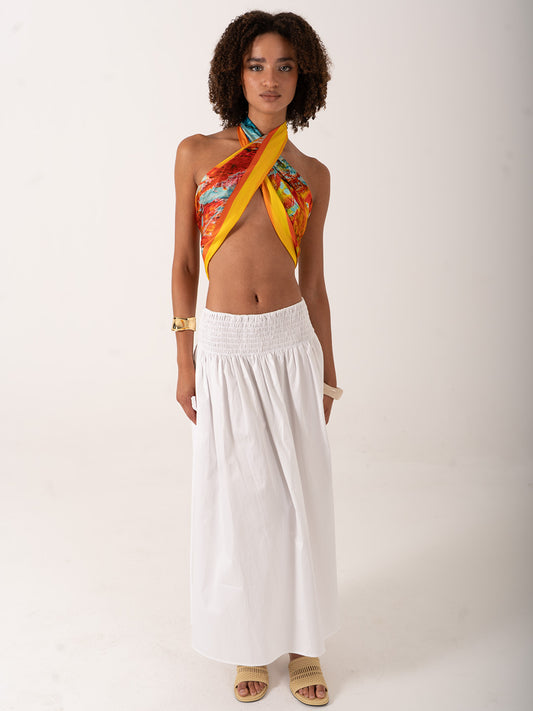 La Costa – Turuncu Akdeniz Esintili Fular (123x123 cm)