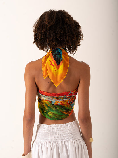 La Costa – Turuncu Akdeniz Esintili Fular (123x123 cm)