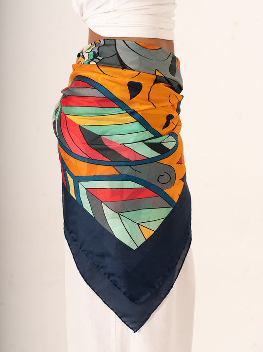 Festival dei Fiori – Çiçek Temalı Sanat Fular (123x123 cm)