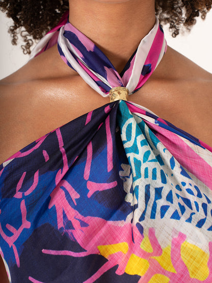 La Sirena – Sanatsal Desenli  Fular (123x123 cm)