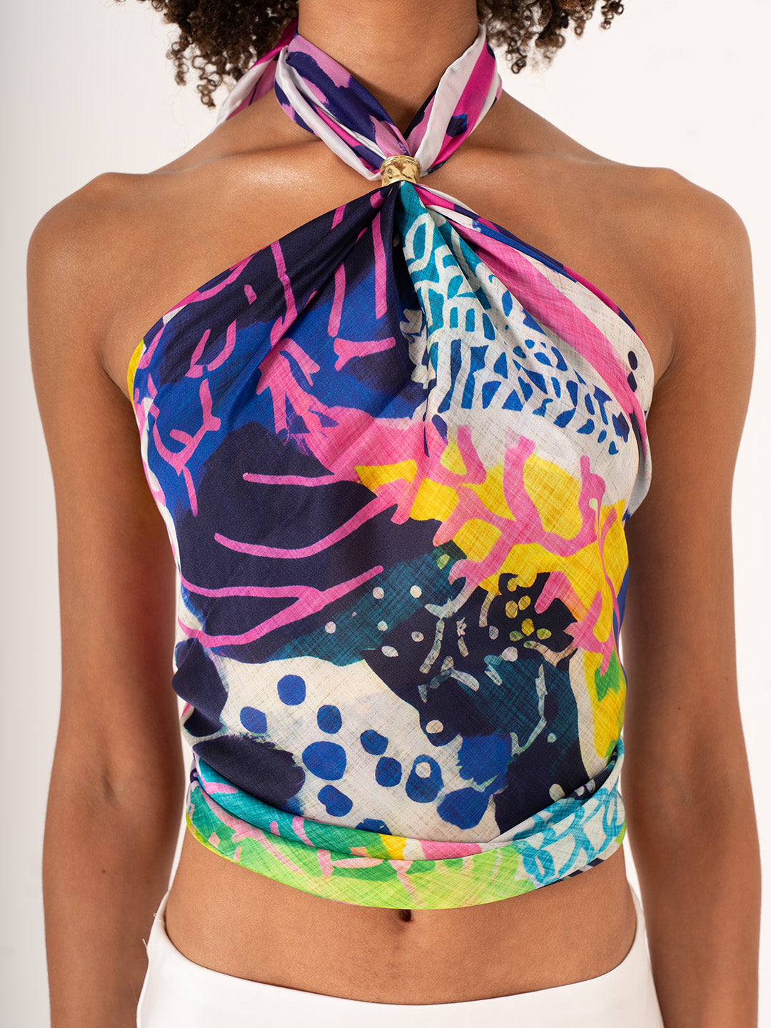 La Sirena – Sanatsal Desenli  Fular (123x123 cm)