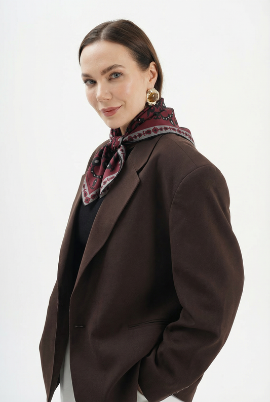 Rose Bordeaux - 68x68 orta boy bordo fular