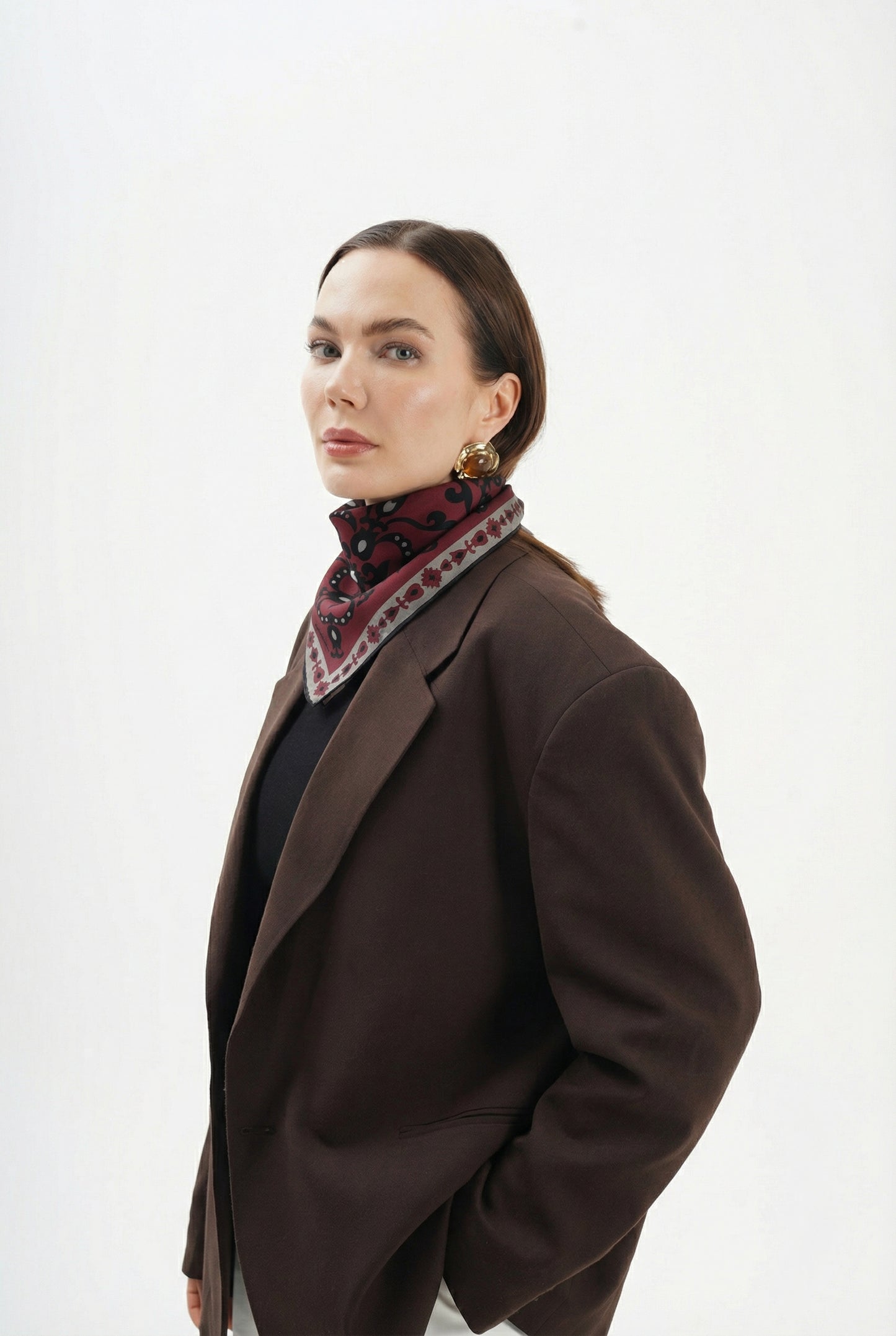 Rose Bordeaux - 68x68 orta boy bordo fular