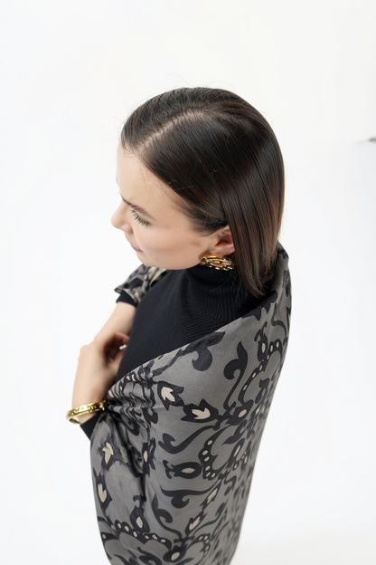 Rose nere  -  123x123 Etnik desenli büyük boy fular