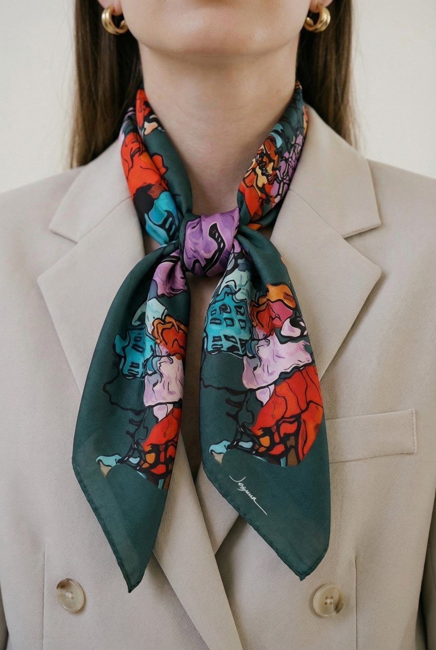 Spazio- 68x68 boşluk desenli fular