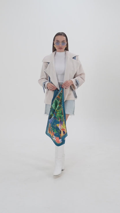 Villaggio Nella Foresta Verde– Doğa ve Masal Temalı Fular (68x68 cm)